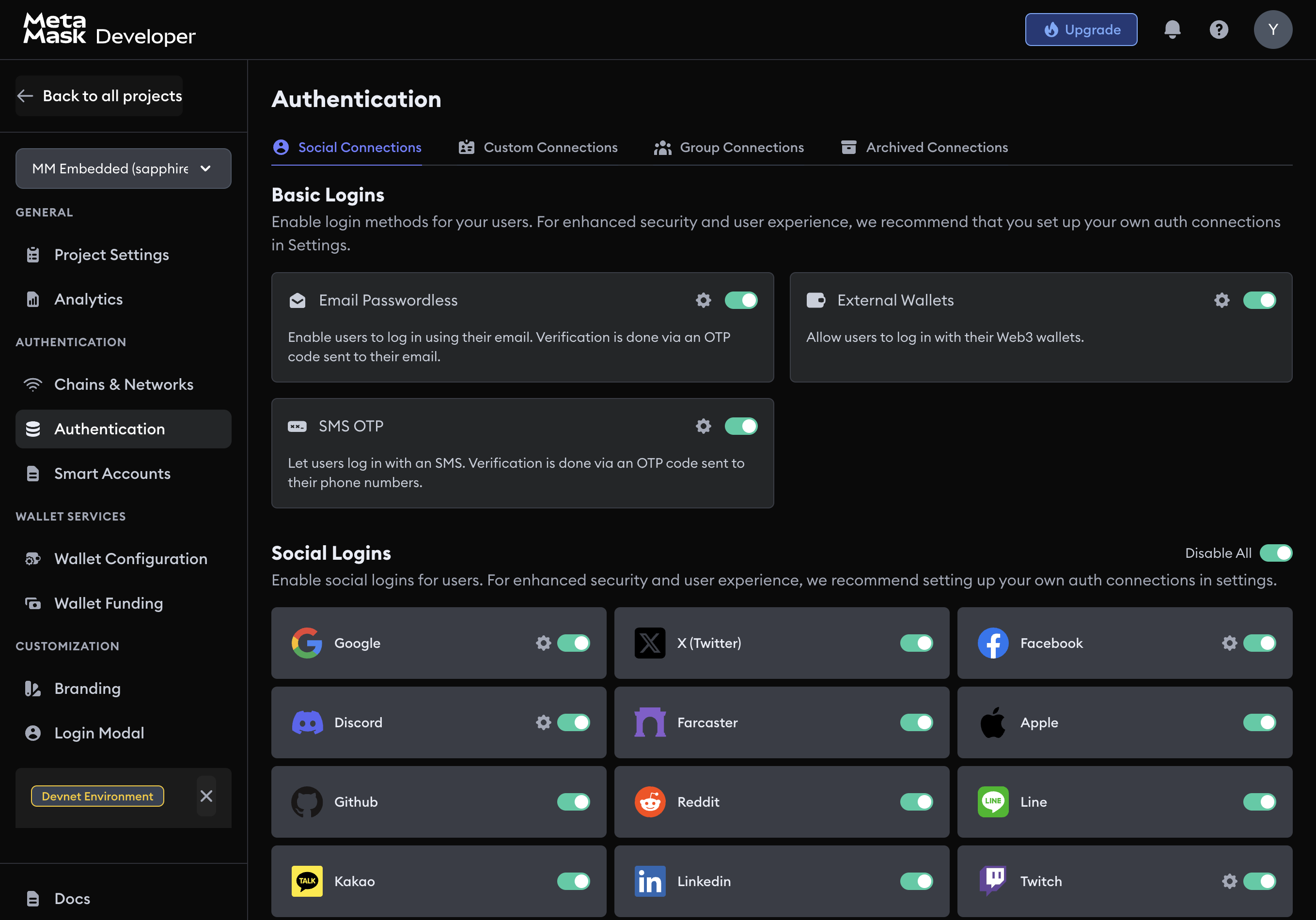 Kakao in the Social Connections settings